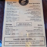 Menu at The Waiting Room in South East London