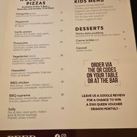Menu as at 11 July 2026 at Queen of the West in Geelong West