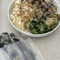 I choose meat alternative with dwenjang sauce (fermented soybean paste) & ordered Kimbugak (traditional fried seaweed) as side dish. Was pretty good  at epikore - 에피코어 in Seoul