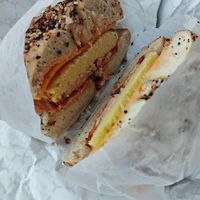 Bacon egg cheese spicy mayo at Bavarian Bagel Co. in Cashmere