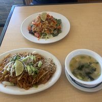 Pad thai, papaya, miso soupp  at Thai Vegan in Albuquerque