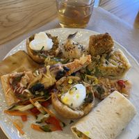 One of the plates. The small quiche and the breaded tofu were my favorites   at Hibiscus in Braga