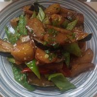 Eggplant with potatoes and peppers at Kimi in Leipzig