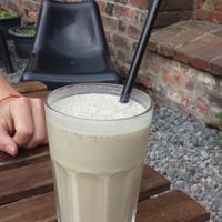 Coconut banana smoothie with chias at Baszta in Wroclaw