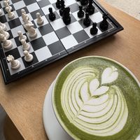 Matcha Latte with oat milkk  at Passionfruit Coffee in Brooklyn