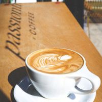 Latte with almond milk  at Passionfruit Coffee in Brooklyn