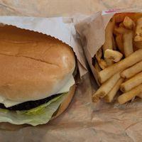 Vegan Cheezeburger and fries at Burgerville - Hosford-Abernethy in Portland