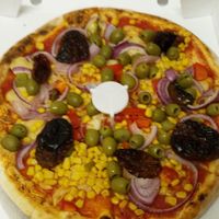 My vegan pizza from pizza in a box Bexhill-On-Sea best ever I've had.  at Pizza In A Box in Bexhill