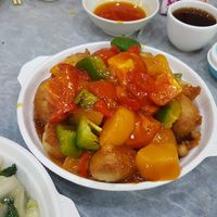 sweet and sour mock pork balls  at Po To Vegetarian 普陀素食" in New Territories