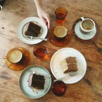 cakes made from rice & are refined sugar free! mixed grain coffee most delicious non-coffee!  at PPURI - 뿌리온더플레이트 in Seoul