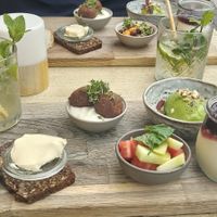 Their brunch with some of the vegan options at KØBENHAVN | Café & Bistro in Hilleroed