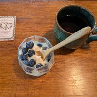 fruit and coffee after breakfast at Vegan B&B in Gunma