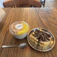 Vegan chia pudding and marble cake  at Alice et Coco in Brussels