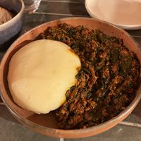 Egusi with fufu  at ODO Afro Fusion Kitchen in Thessaloniki