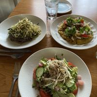 Leek salad, young lettuce salad, naan appetizer  at Postcards in Hanalei