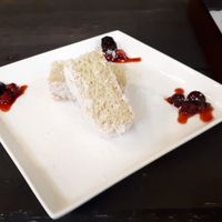 Dessert of the days (coconut cake, veryveryvery good) at Tami's in Chatan