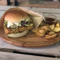 Miso cutlet burger- outstanding! Perfectly crisp  at Tami's in Chatan