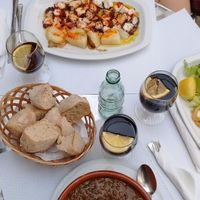 Unfortunately my vegan lentil dish was kind of cut out of this picture but this is an idea of the cute atmosphere at A Tulla. p.s. the bread was free  at A Tulla in Santiago De Compostela