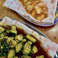 Kimchi and cucumber saladd  at Mr Dumpling in Mallorca