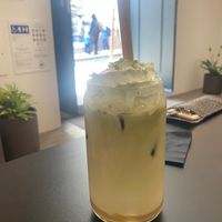 Iced banana oat milk matcha with vegan cold foam  at Rise & Dine | Brunch & Fine Dining in Funchal