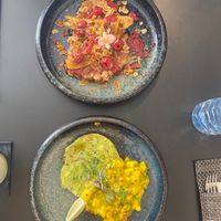 Mango salsa toast and almond toast  at Rise & Dine | Brunch & Fine Dining in Funchal