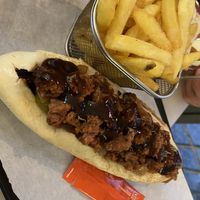 Baguette with Heura meat and vegetables   at Restaurante M4 in Sevilla