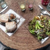 Salad and sandwich - our favorite - the dressings are very special! at Néctar en Camino Silvestre in San Miguel De Allende