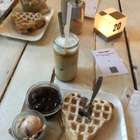 Waffle, hot plums and lickers icecream at I Am Love in Bochum