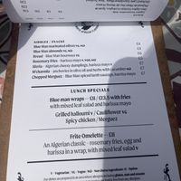 Menu   at BLUE MAN in Brighton