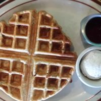 Waffles with blueberry compote at The Wayward Vegan in Seattle