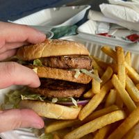 Mac daddy burger with fries at The Wayward Cafe in Seattle