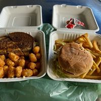Tempeh ruben with tots at The Wayward Cafe in Seattle