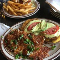 Hash browns and avocado with egg benedict  at The Wayward Cafe in Seattle