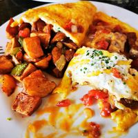 Inside the vegan omelet at The Wayward Cafe in Seattle