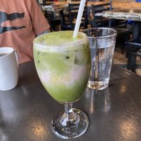 strawberry iced matcha to die for!  at The Wayward Vegan in Seattle