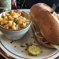 mac n cheese with bbq chicken sandwich at The Wayward Cafe in Seattle