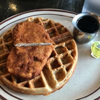 chicken with waffle! yumm! at The Wayward Cafe in Seattle