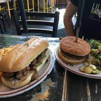 Philly steak and rich burger at The Wayward Cafe in Seattle