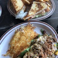 Big mountain biscuit and Warlock sandwich  at The Wayward Cafe in Seattle