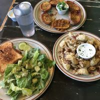 TBLT, Caesar salad, potato skins, fried artichokes at The Wayward Cafe in Seattle