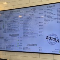 Menu at Sufra Mediterranean Food in Boston