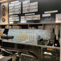 Ciocolato, pistachio, mango, coco are vegan ice creams. Strawberry, raspberry, peach, cantaloupe, lemon, kiwi, apricot are sorbets. at Rivareno Gelato Paris Huchette in Paris