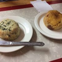 spinach and sweet potato knishes at Yonah Schimmel's Knish Bakery in New York City