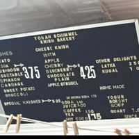 menu  at Yonah Schimmel's Knish Bakery in New York City