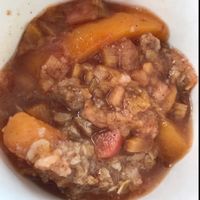 Vegan Peach Rhubarb Crisp  at Engrained in Tempe