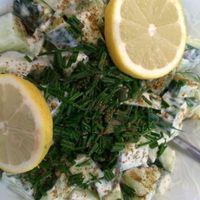 Creative cucumber salad at La Verriere in Paris