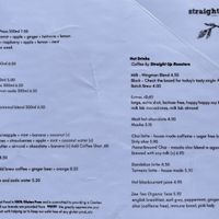 Straight Up Drinks menu. (Side 2 of 2)  at Straight Up in Hobart