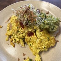 Scrambled tofu with chilli  at Straight Up in Hobart