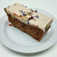 Carrot, walnut and hazelnut cake  at Warehouse Café in Manchester