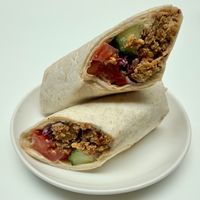 Moroccan falafel and hummus wrap at Warehouse Café in Manchester